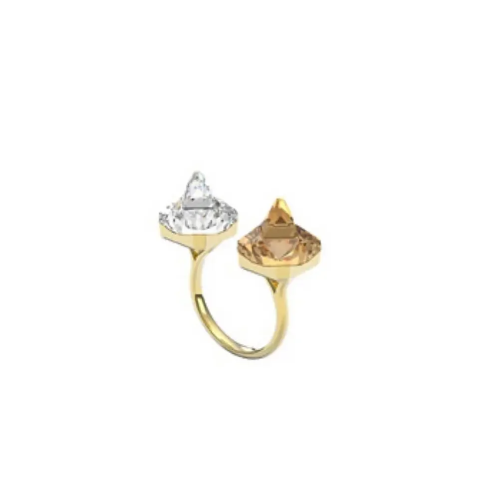 Swarovski Ortyx open ring Pyramid cut, Yellow, Gold-tone plated Size 55/7 new